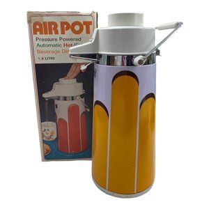 Vintage 1970's Airpot Retro Yellow & White Geometric Hot / Cold Drink Dispenser